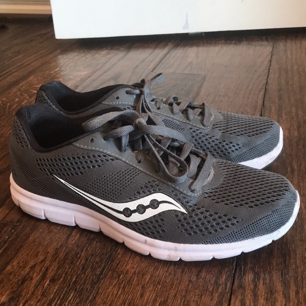 Grey running shoes